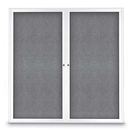 United Visual Products Sliding Door Indoor Enclosed Corkboard, 9 UV9030ACSH-SATIN-BLACK
